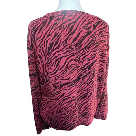 Sundry Womens Red Stonewash Animal Zebra Print Pullover Sweatshirt, Size 0 (XS) - Picture 4 of 8